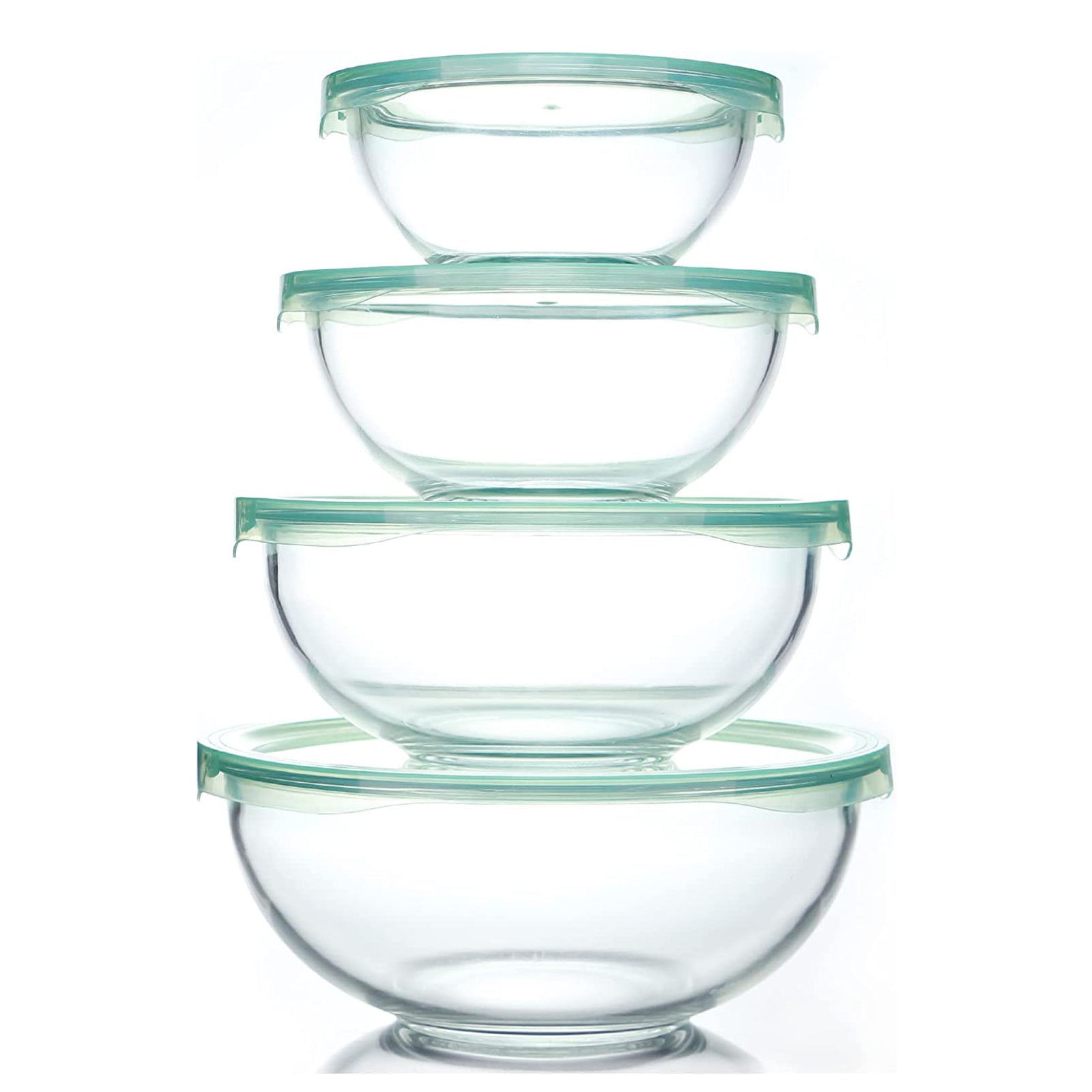 Glass Mixing Bowl with Lids Set of 5, 0.2, 0.5, 1.1, 2.1, 3.75 QT