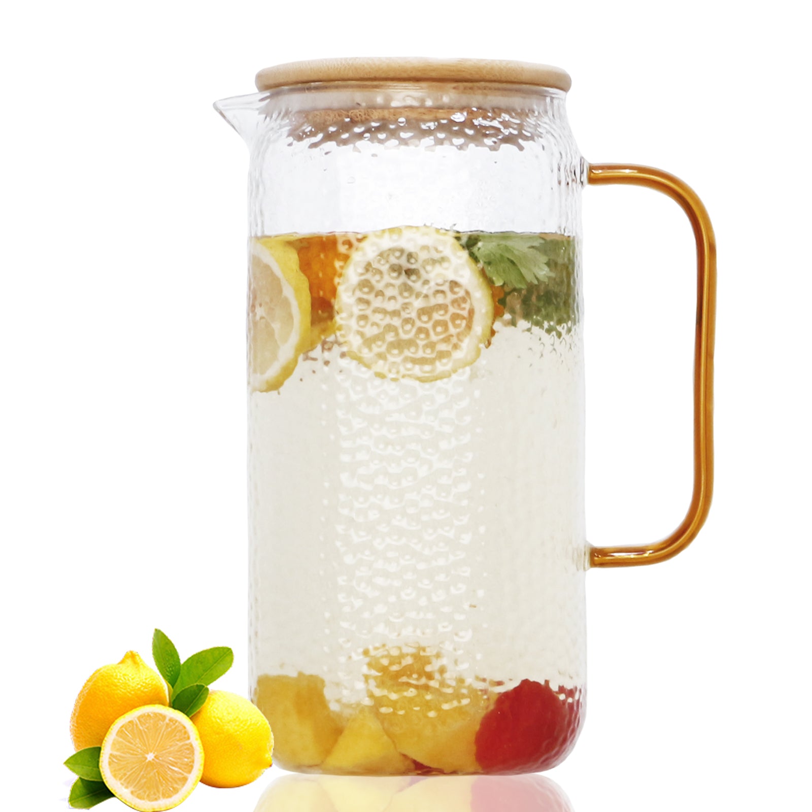 Yirilan Glass Pitcher, 2 Liter/68 OZ Water Pitcher with Lid and