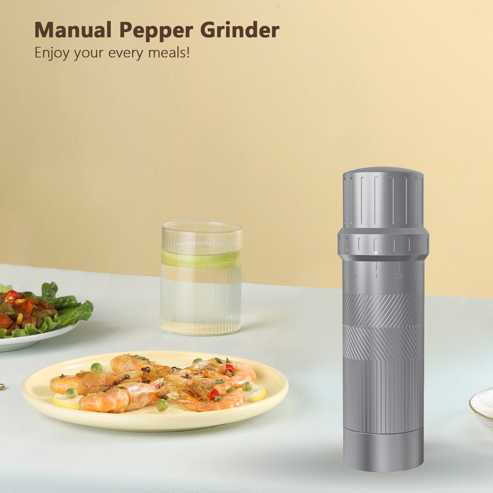  Luvan Pepper Grinder Mill, Heavy Duty Aluminum Manual Pepper  Mill, Professional Grade Pepper Grinder with Stainless Steel Blade and  Adjustable Coarseness, Black Pepper Grinder Refillable Gift Set: Home &  Kitchen