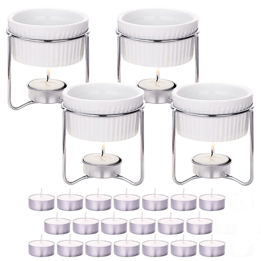4 Pieces Butter Warmers,Butter Warmers For Seafood with 20 Pieces Tealight Candles