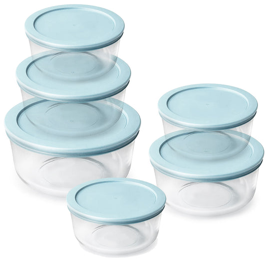 Glass Storage Containers with Lids, Set of 6 Round Glass Food Storage Containers