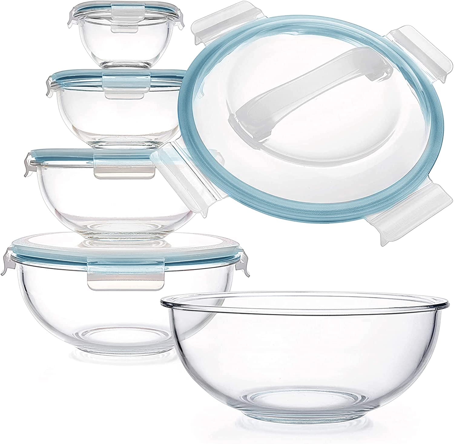 Superior Glass Mixing Bowls with Lids - 8 Piece Mixing Bowl Set
