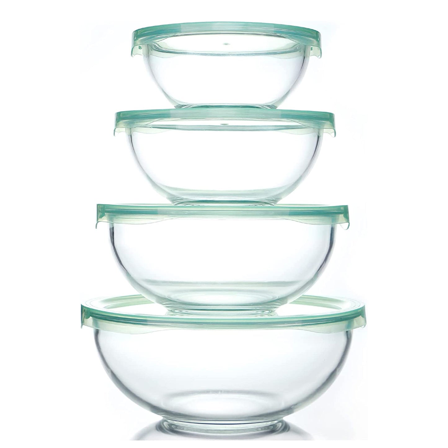Glass Mixing Bowl with Airtight Lids, (1QT, 1.5QT, 2.5QT, 3.7QT)