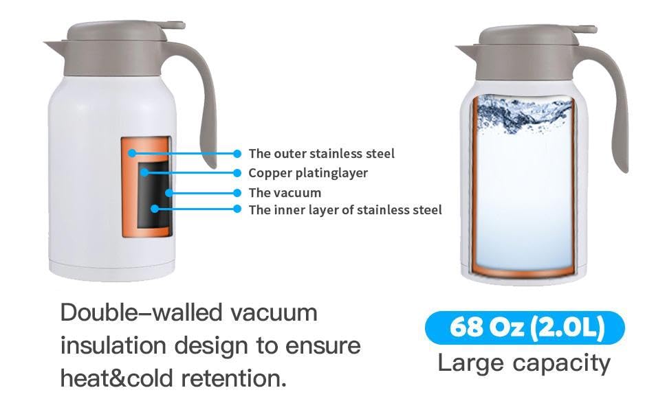 Stainless Steel Vacuum Insulated Thermal Coffee Carafe Water
