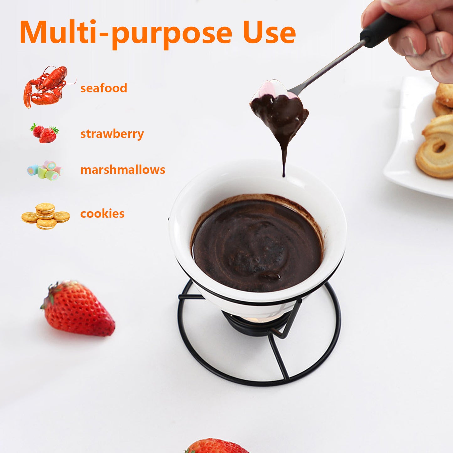 4Pcs Fondue Pot Set for Chocolate Butter Cheese, 5oz Butter Warmer for Seafood with 20 Tealight