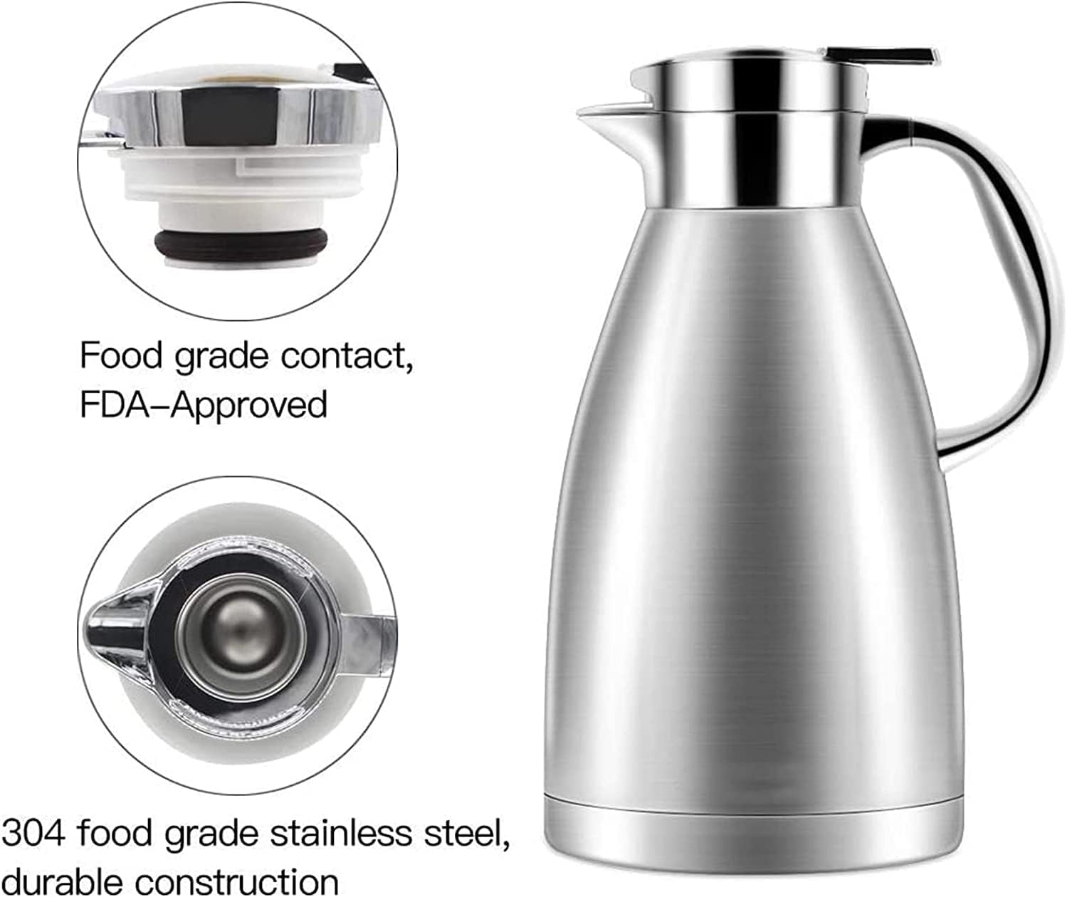 Thermal Coffee Carafe Stainless Steel - Heavy Duty, 24hr Lab Tested He –  SHANULKA Home Decor