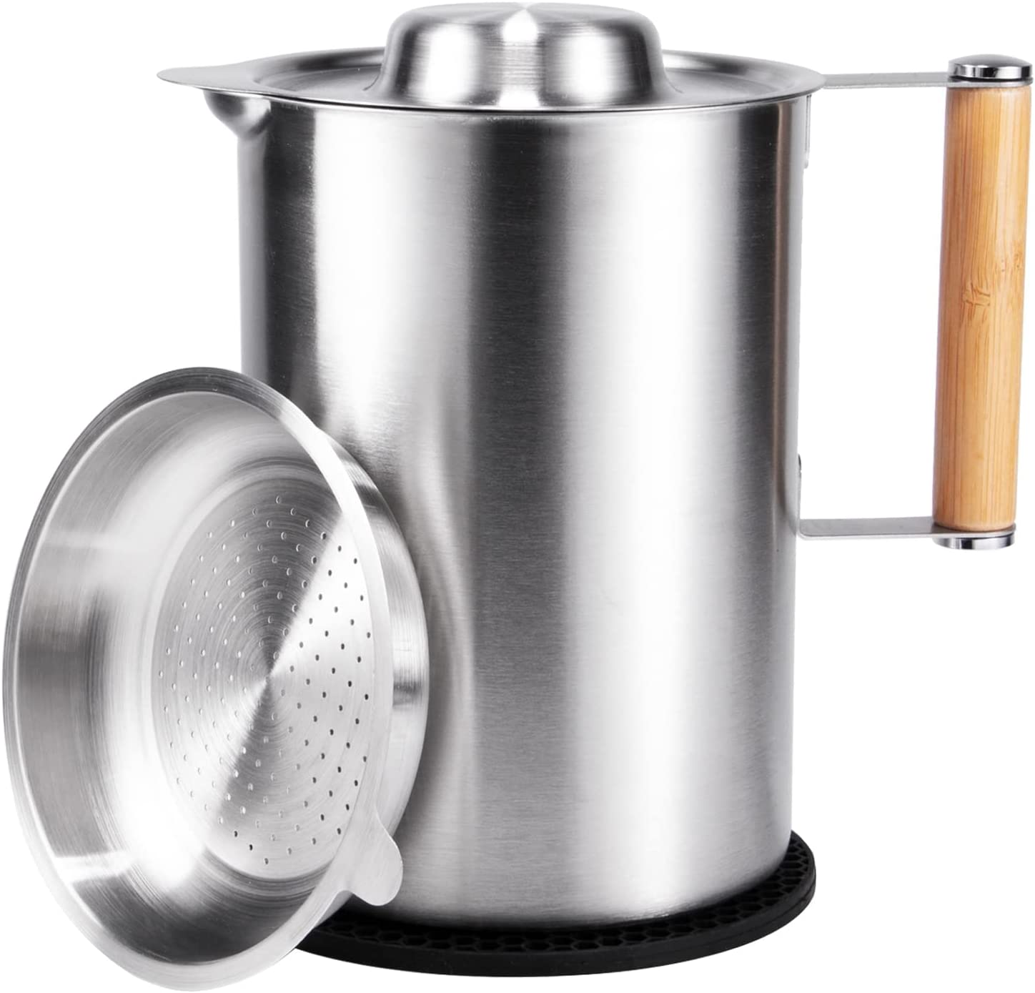Stainless Steel Bacon Grease Container Oil Storage with Strainer
