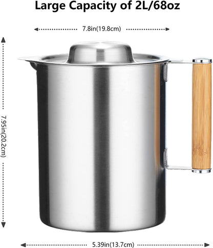 8Cup/2L/68oz Bacon Grease Container with Strainer
